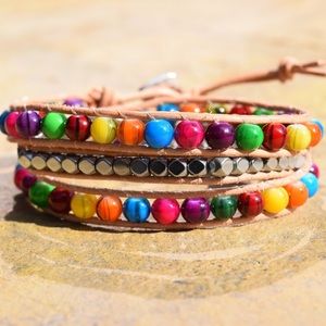 Handmade beaded wrap bracelet